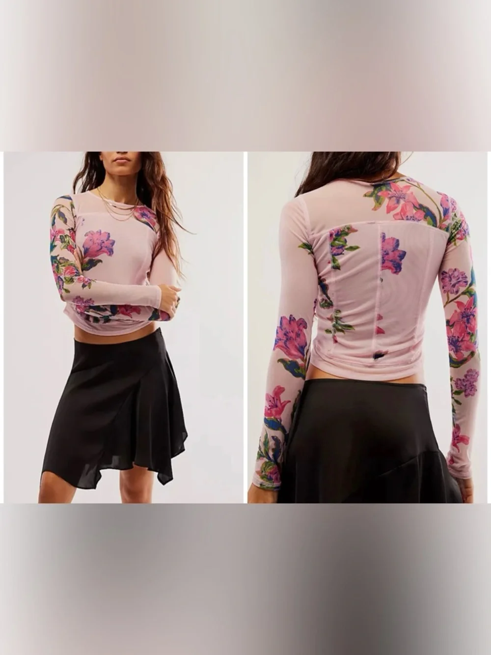 NWT Free People Betty's Garden Top - pink combo - XS